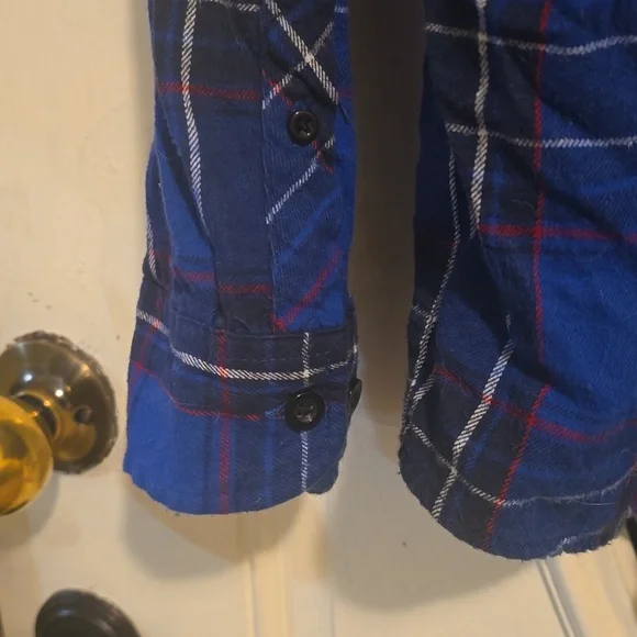 No Boundaries Blue Plaid Flannel Hoodie Shirt 2 XL (50-52) - Picture 6 of 8